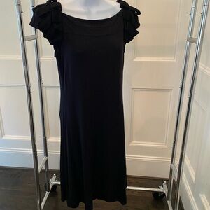 Cynthia Rowley Black Midi Dress with Ruffle Sleeves